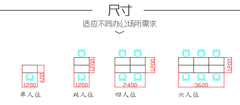 办公卡位产品尺寸平面图